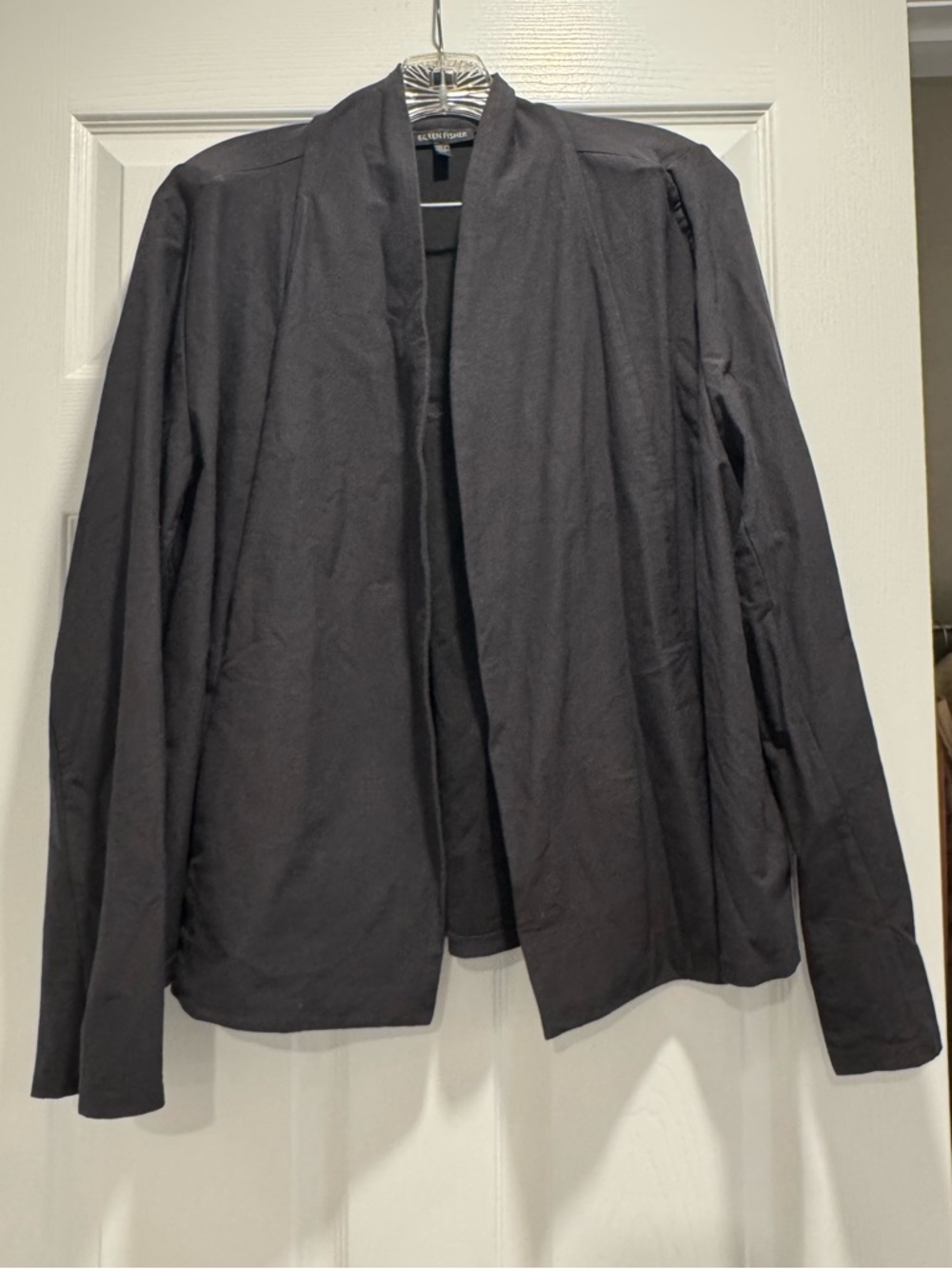 Woman EILEEN FISHER charcoal Gray Open Front Blazer Jacket Sz XL EUL